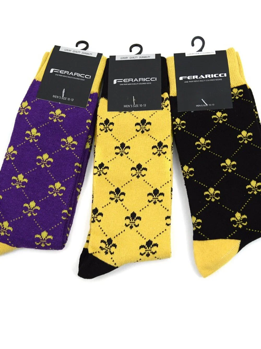 Men's Fleur-de-lis Socks - Purple W/ Yellow/ Gold- NWT